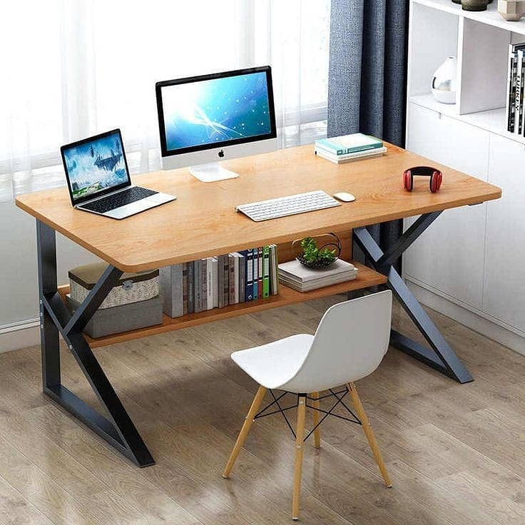 **K-Shaped Computer Table – Modern, sturdy desk with ample space, perf 2