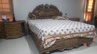 double bed with two chairs one table and dressing table. urgent sale