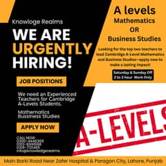  Hiring Alert! Join Knowledge Realms Institute as an A-Level Teacher