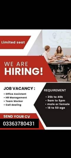 We are hiring male and female candidate