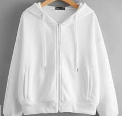 stylish white plain Fleece Zip-up Hoodie's for women Comfortable