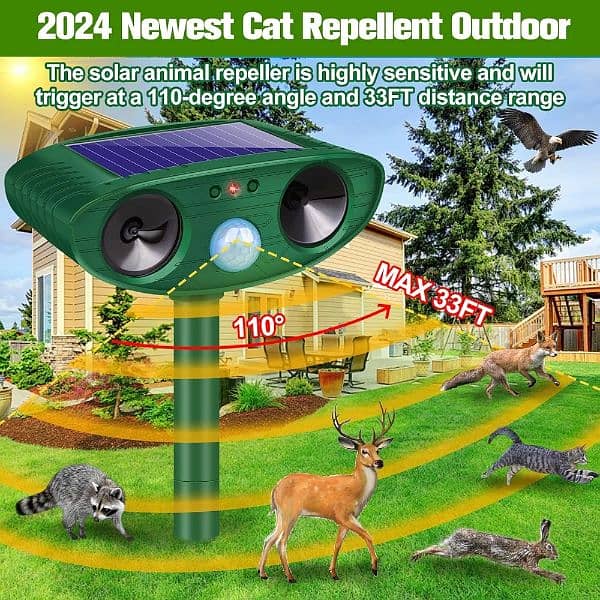 Amazon Branded Solar birds Ultrasonic Animal Repeller waterproof 2