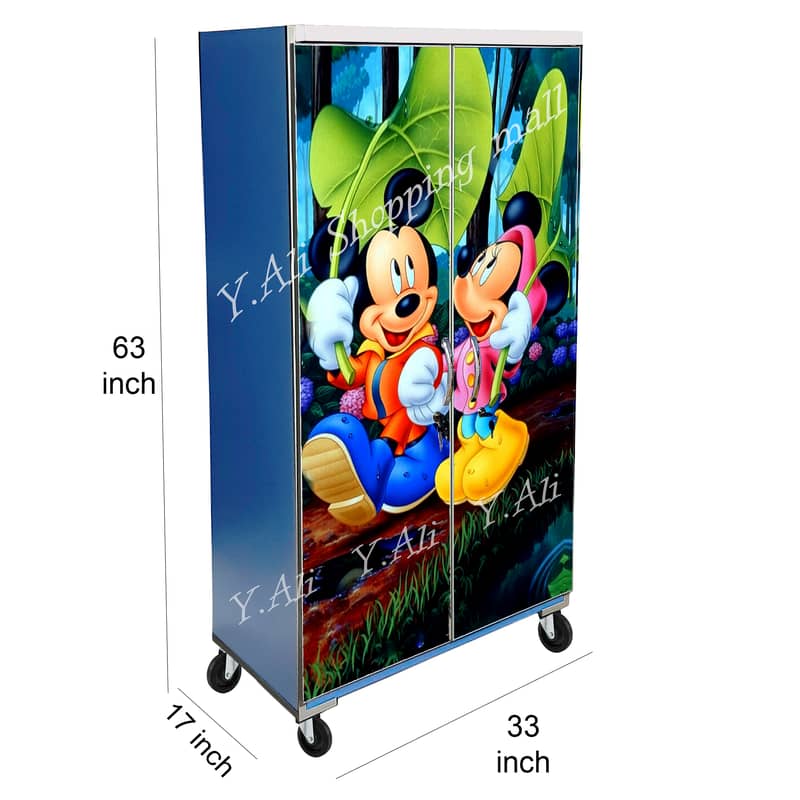 Customized 5 Feet Mickey Mouse Theme wooden Sheet Wardrobe For Kids C 0