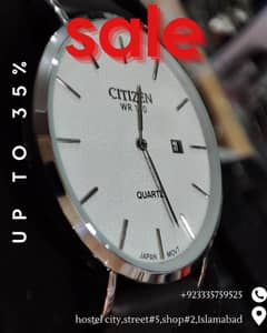 Citizen Slim Fit Leather Strap Ultra-Thin Watch Stainless Steel Buckle