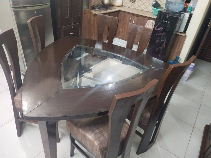 six seater pure wood dinning table 1