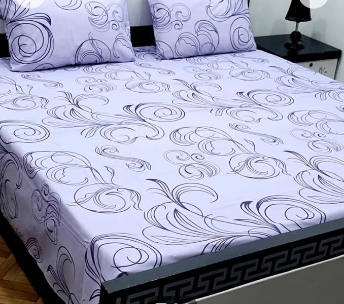 3 Pcs Cotton Salonica Printed Double Bedsheet 4