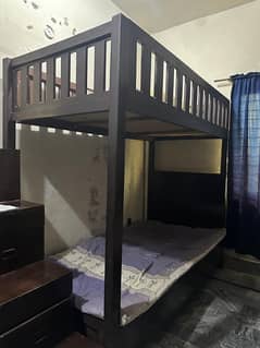 kids double story wooden bed