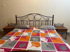 Beautiful Rod Iron Bed with Side Tables