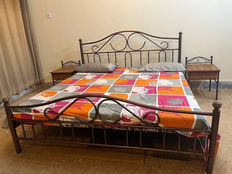 Beautiful Rod Iron Bed with Side Tables 1