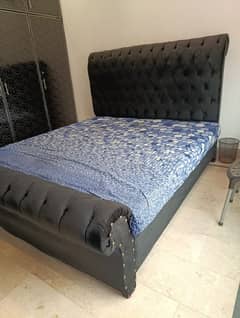 Beautiful black bed with mattress for urgent sale