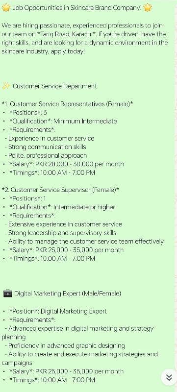 Job Opportunities in Skincare Brand Company 0