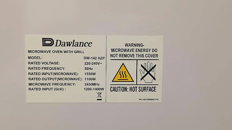 Dawlance Microwave Oven DW-146 HZP  for Sale 9