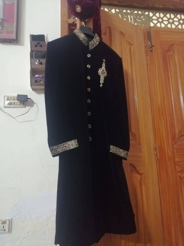 Black Shirwani for sale. condition is brand new 4