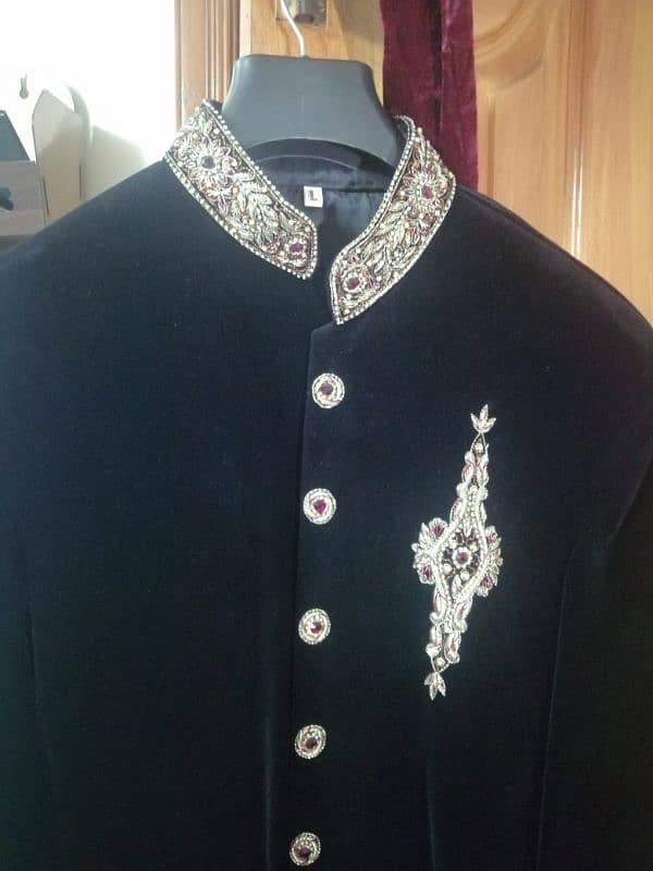 Black Shirwani for sale. condition is brand new 5