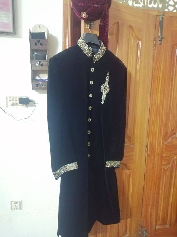 Black Shirwani for sale. condition is brand new 6