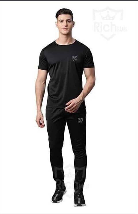 Men's Tracksuit in Black Polyest - Gym, Casual, Sportswear Set Stylish 1