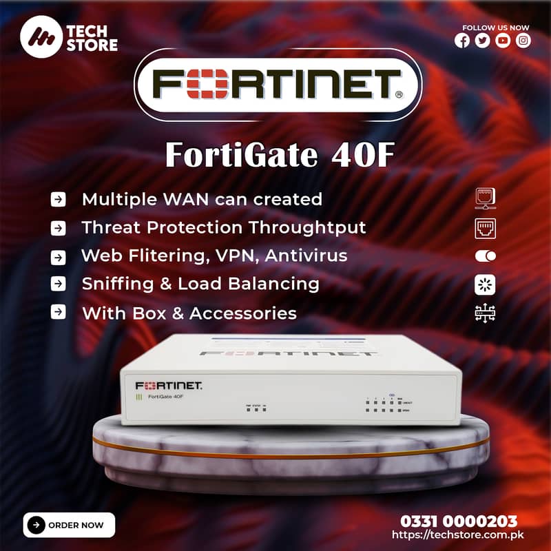 FORTINET FortiGate-40F | Fire''wall Appliance | Branded Used(With Box) 0