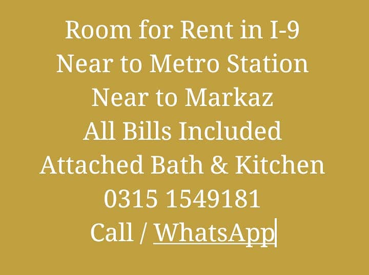 Furnished Room with all utilities Near to Metro Station 0315 1549181 3