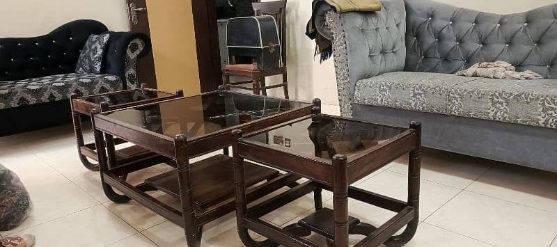 center table with two side table original shisham wood 0