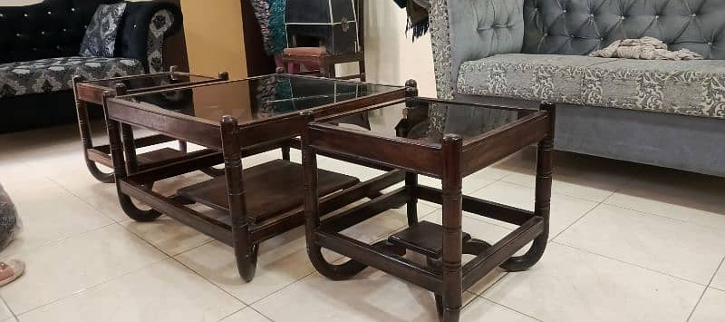 center table with two side table original shisham wood 1