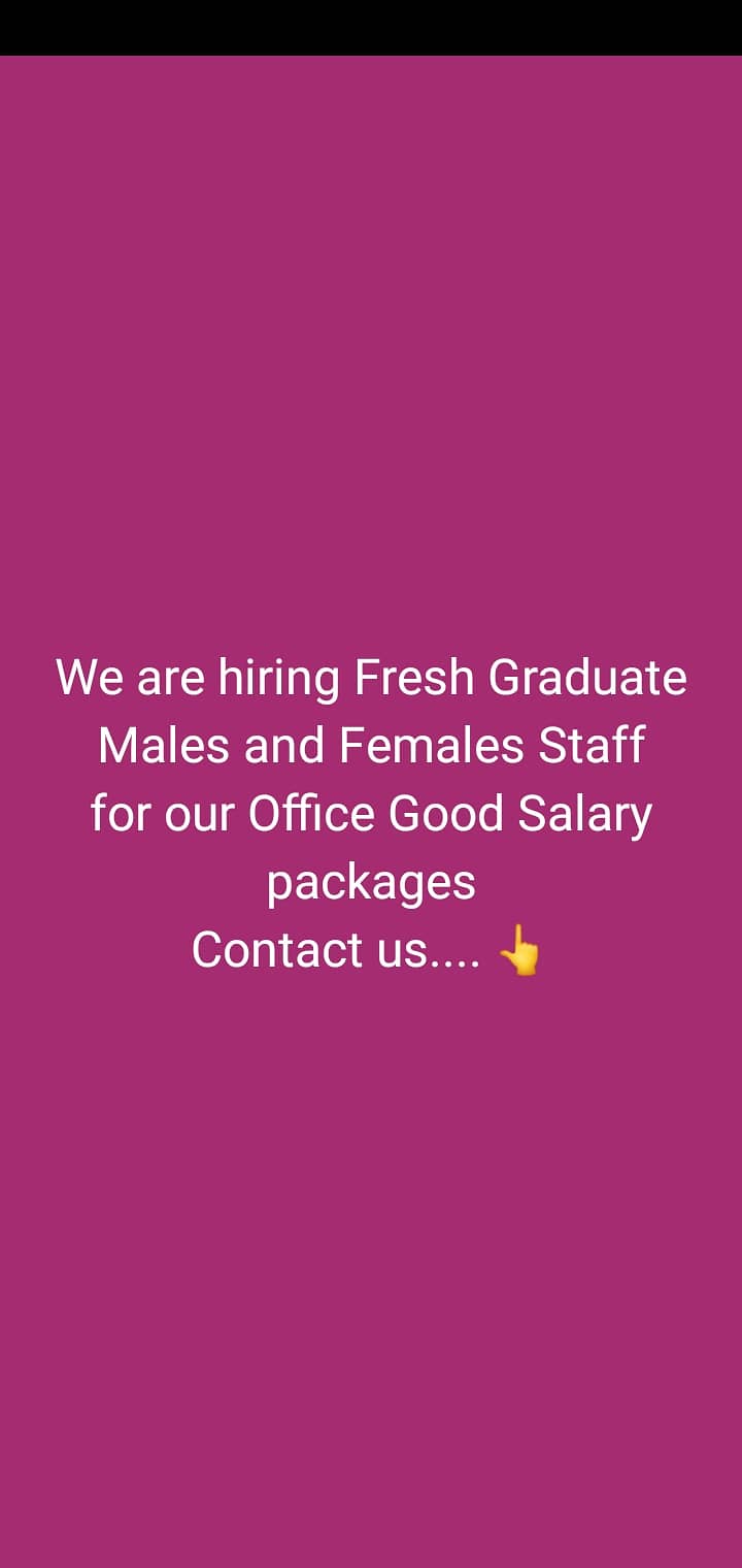 we are hiring males and females 0336-0594518 0