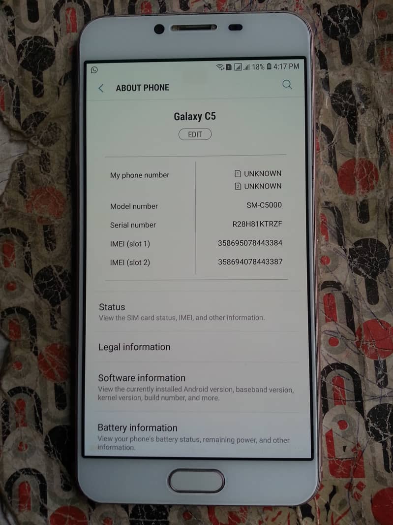 Samsung C5 Display 5.2" Storage 4/32gb PTA Officially Approved 9/10 3