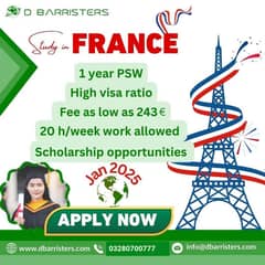 Study visas in FRANCE & take 100 % scholarship, Visit Visas Services