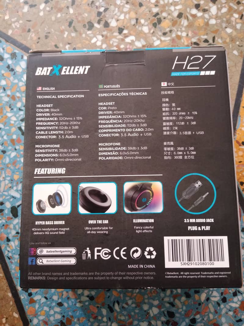 Bat Xellent H27 Pro Gaming RGB & Q5 Usb Headset Top Quality Sound 1