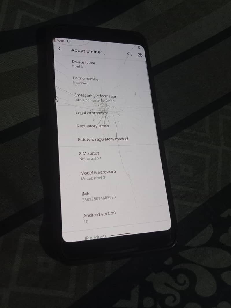 Google pixel 3 128gb non PTA sirf class kirak 4