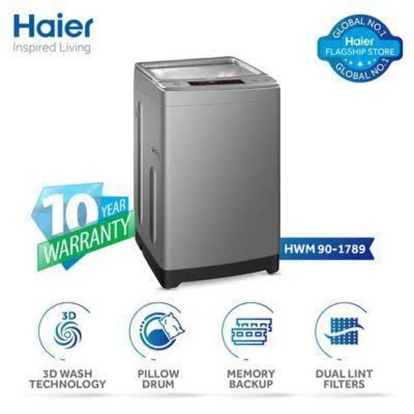 Haier Fully Automatic 9-kg Pillow Drum Washing Machine For Sale 2