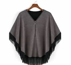 Grey Zipper Poncho