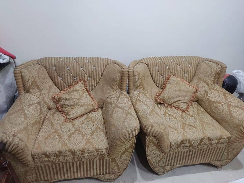 5 seater sofa set golden colour 0