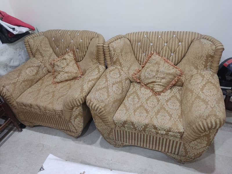 5 seater sofa set golden colour 1