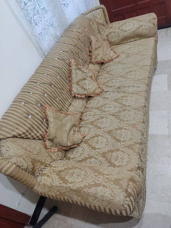 5 seater sofa set golden colour 2