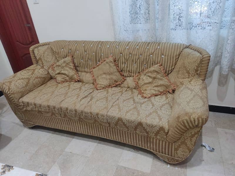 5 seater sofa set golden colour 5