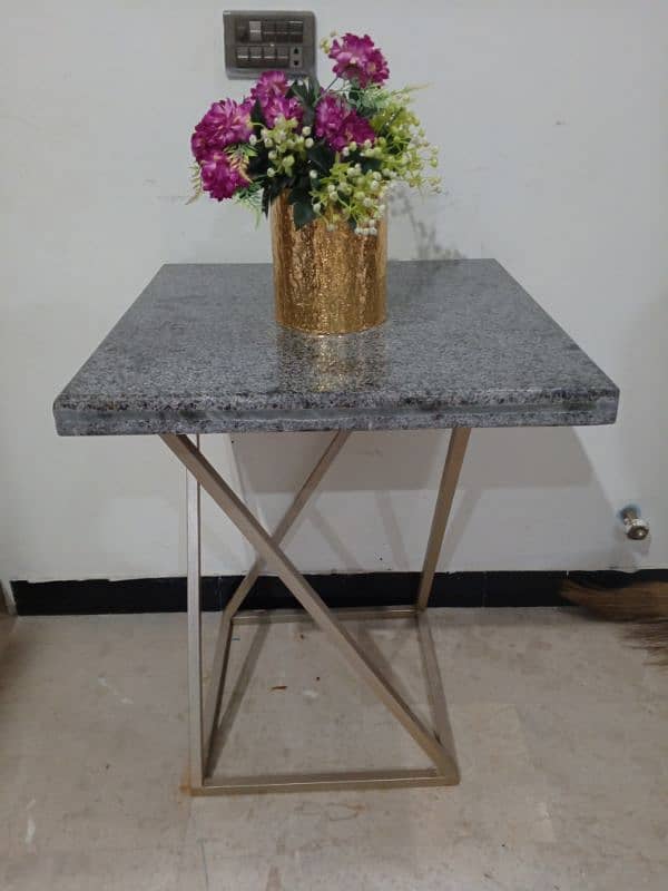 2 x 2 Ft Marble Table with iron Stand 1