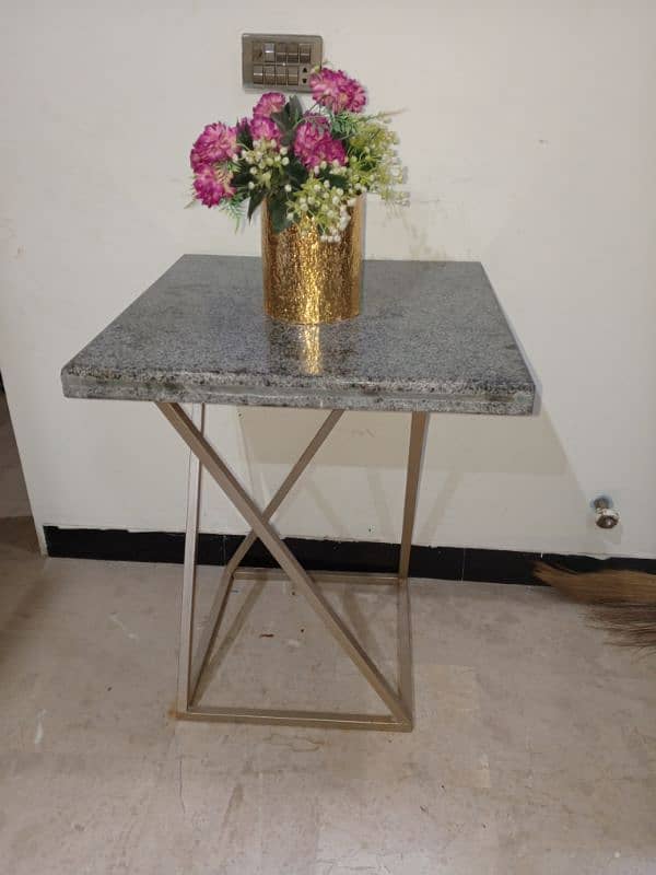 2 x 2 Ft Marble Table with iron Stand 2