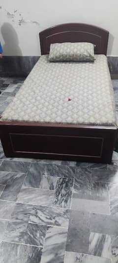 Pure wooden single bed with matress