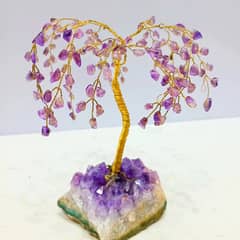 Genuine Amethyst Gemstone Handcrafted Tree – Healing & Spiritual Decor