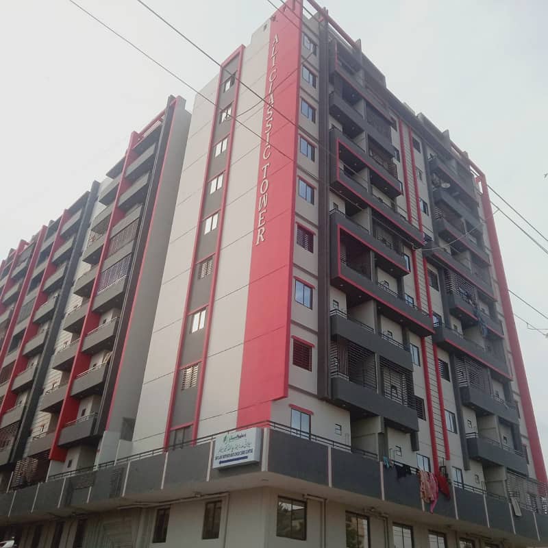 4 ROOMS FLAT FOR SALE IN NEW BUILDING ALI CLASSIC TOWER NORTH KARACHI 1