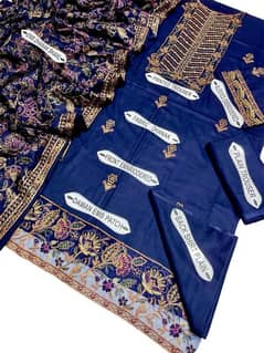 3 PCs Women's unstitched Dhanak Embroidered Suit