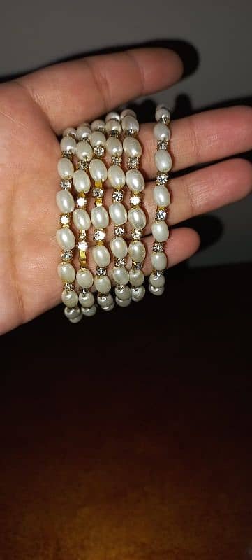 6 pc pearl stone bangles 1