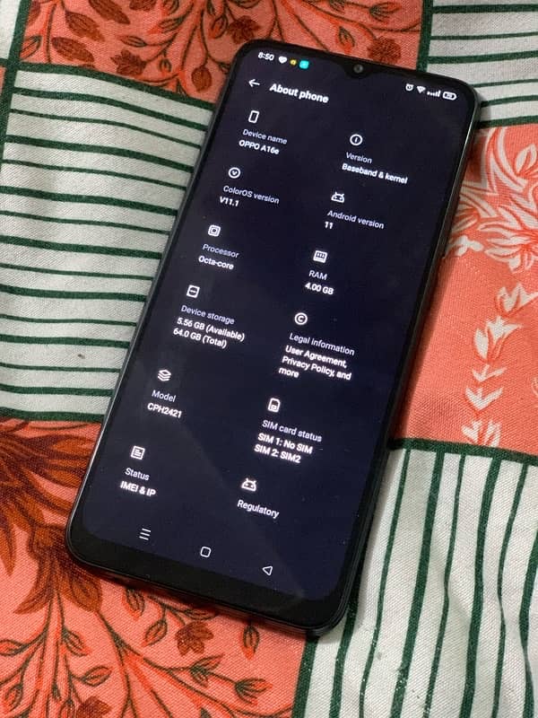 Oppo A16e 4gb ram 64gb memory non pta scom sim working 0