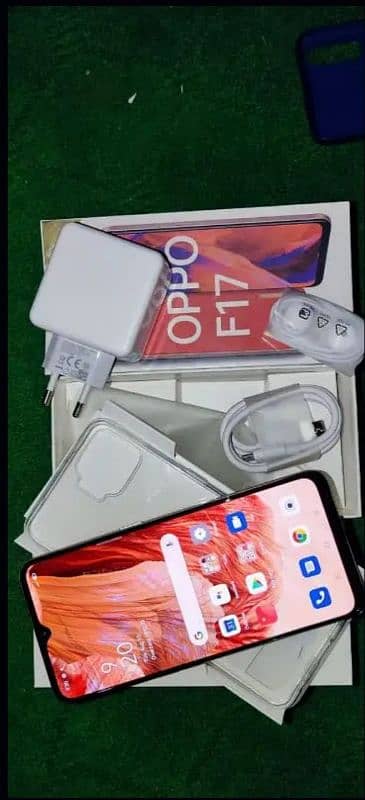 Oppo F17 8+4=12/128 finger in display full box original charger 2