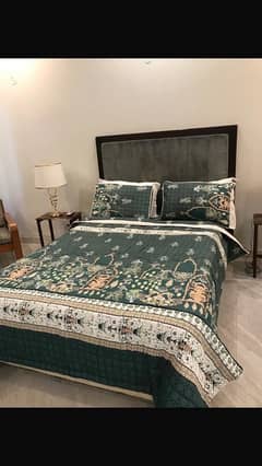 queen size bed: box with  mattress and headboard