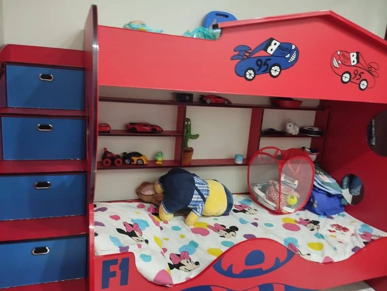 kids triple bed , double bed with storage 1