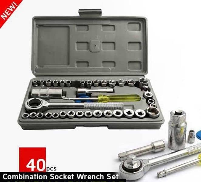 40 Pcs Socket Wrench Vehicle Tool Kit 2