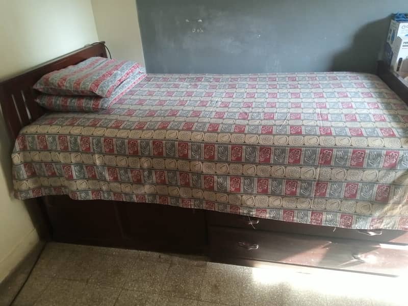 Single Bed with Big Storage and Cupboard (Spring Mattress included) 0