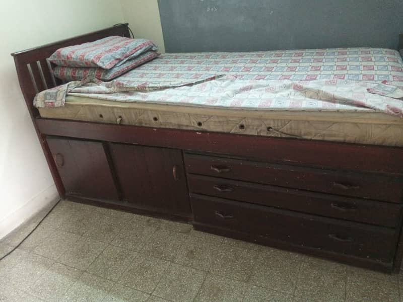 Single Bed with Big Storage and Cupboard (Spring Mattress included) 3