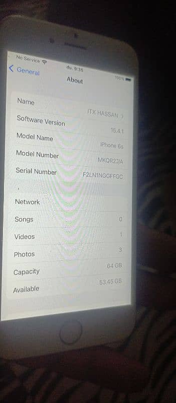 I phone 6s 64 GB non pta 10/9 all original 4